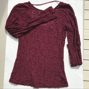 NWOT Kimchi Blue Burgundy Lace Long Sleeve Shirt